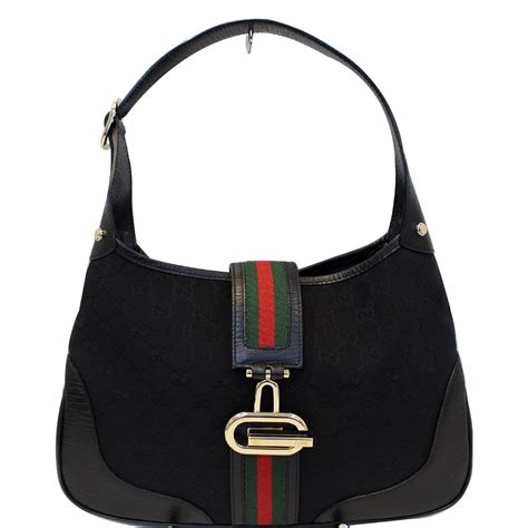 gucci black canvas hobo bag|used gucci signature hobo bag.